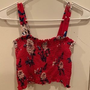 Floral Crop top in red